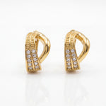 Gold Plated Twisted CZ Studded Hoop Earrings