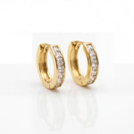 Gold Plated Channel Set CZ Pave Huggie Hoop Earrings for Everyday Elegance