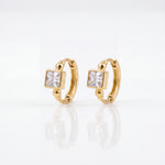 Gold Plated Square CZ Bezel Huggie Hoop Earrings
