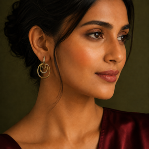 Earrings Gold-Tone Citrine Round Hoop Earrings