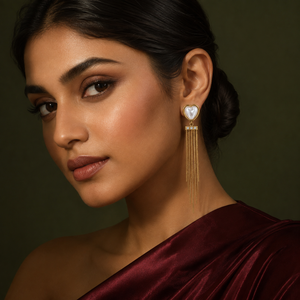 Earrings Gold-Tone V-Shape Geometric Stone Earrings - House of Viya