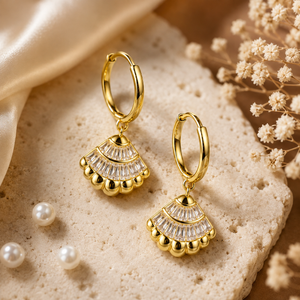 Earrings Gold-Tone Zigzag Pattern Geometric Earrings - House of Viya