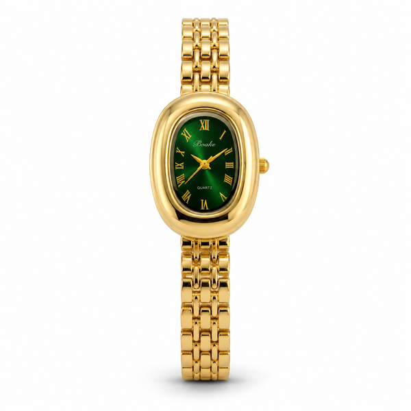 Watches Gold-Tone Round Green Dial Panther Link Bracelet Watch for Women - House of Viya