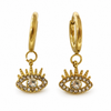 Earrings Gold-Tone Crown Starburst Crystal Hoop Drop Earrings