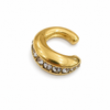 Ear Clips Gold-Tone Hoop White Crystal-Studded Elegant Drop Style