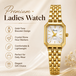 Watches Gold-Tone Rectangular Dial Elegant Bracelet Watch for Women