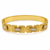 Gold Double Row Round Diamond Oval Kada for Women | Twin Stone Line Stainless Steel Ladies Bangle | Layered Festive Jewellery