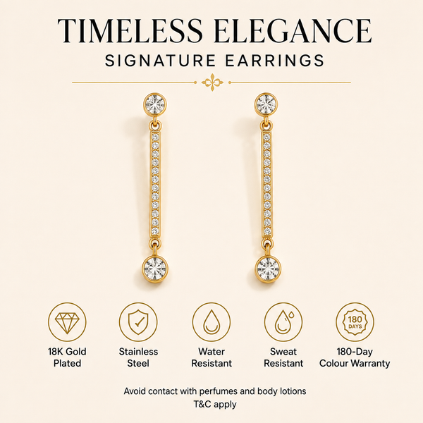 Earrings Gold-Tone Shield Crest Geometric Stone Earrings - House of Viya