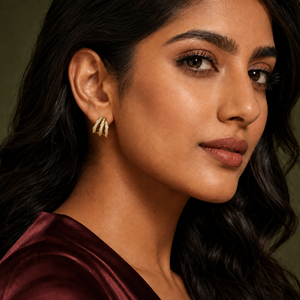 Earrings Gold-Tone Hexagon Frame Crystal Earrings - House of Viya