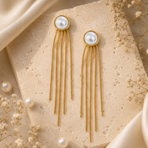 Earrings Gold-Tone Pentagon Shaped Crystal Earrings - House of Viya