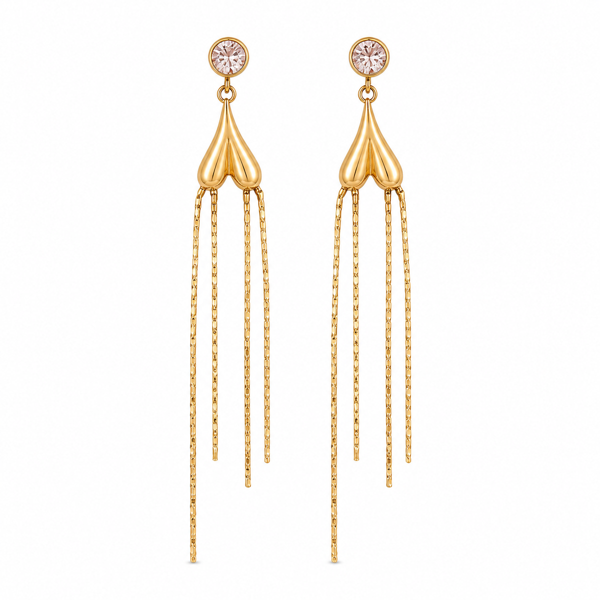 Earrings Gold-Tone Chevron Pattern Crystal Earrings