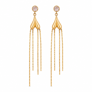Earrings Gold-Tone Chevron Pattern Crystal Earrings - House of Viya