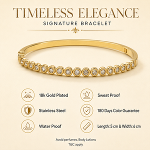 Kadas Gold-Tone Beaded Stone-Studded Slim Kada for Women