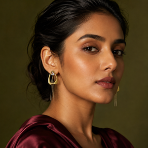 Earrings Gold-Tone Parallel Bar Linear Stone Earrings - House of Viya