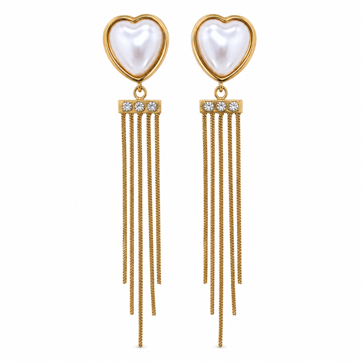 Earrings Gold-Tone V-Shape Geometric Stone Earrings