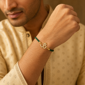Rakhi Stone-Studded Om CZ Motif Religious Rakhi