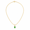 Chains Gold-Tone Snake Chain with Green Stone Pendant for Women