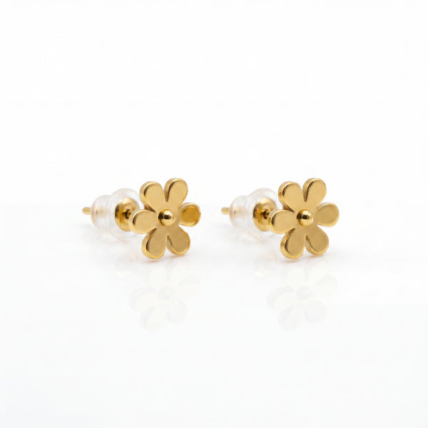 18K Gold Plated Flower Stud Earrings