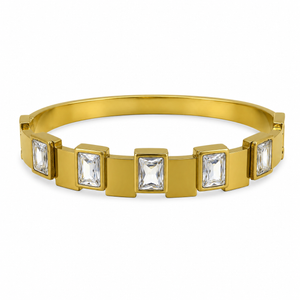 Gold Double Row Diamond Oval Kada for Women | Twin Line Stone Stainless Steel Ladies Bangle | Classic Festive Jewellery