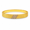 Gold Eternity Diamond All-Around Oval Kada for Women | Full Stone Coverage Stainless Steel Ladies Bangle | Premium Festive Jewellery
