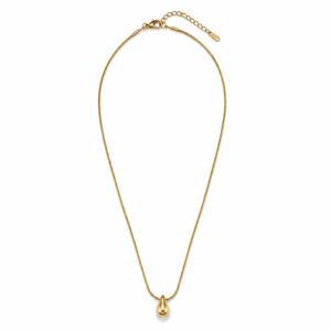 Chain 18K Gold-Plated Minimal Chain with Plain Gold Teardrop Charm - House of Viya