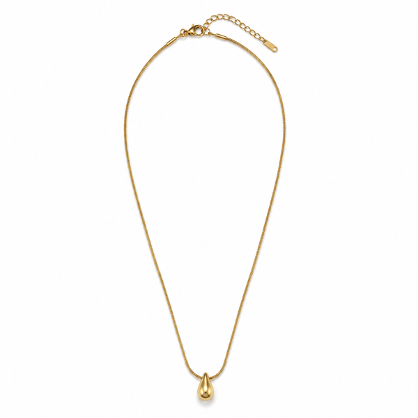 Chain 18K Gold-Plated Minimal Chain with Plain Gold Teardrop Charm - House of Viya