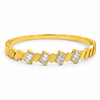 Gold Starburst Radiant Diamond Oval Kada for Women | Sunburst Stone Pattern Quick Stainless Steel Ladies Bangle | Glamour Festive Jewellery