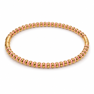 Kada Gold-Tone Stainless Steel Bamboo Collection Pink Stone-Studded Design