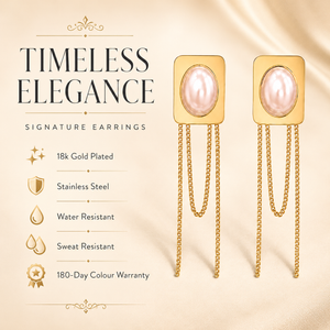 Earrings Gold-Tone Shield Shape Stone Drop Earrings - House of Viya