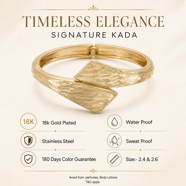 Kadas Gold-Tone Geometric Broad Kada