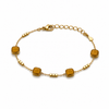 Gold Plated Square Cube Bead Station Delicate Chain Bracelet with Lobster Clasp