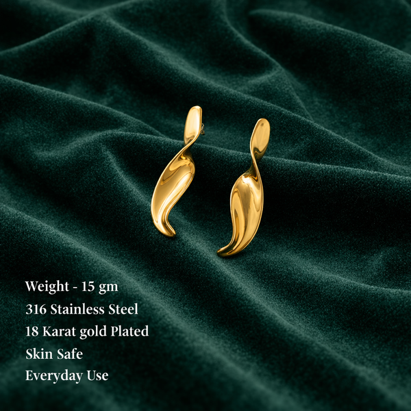 Anti-Tarnish Gold Plated Spiral Earrings - 1 Pair