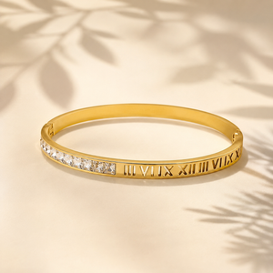 Gold Scattered Bezel Diamond Oval Kada for Women | Floating Stone Stainless Steel Ladies Bangle | Modern Festive Jewellery