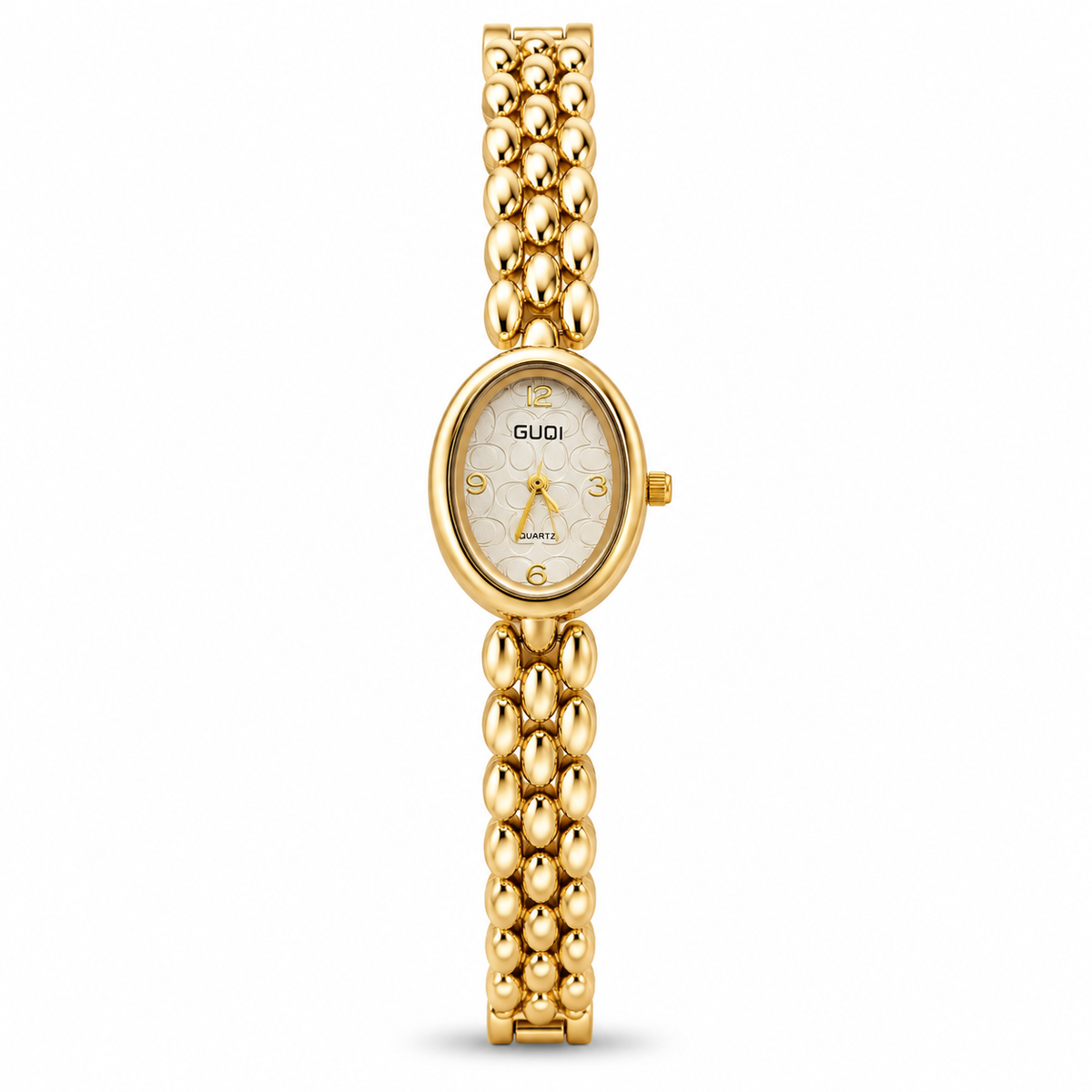 Watches Gold-Tone Oval Dial Double Chain Bracelet Watch for Women