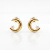 18K Gold Plated Half Moon Crystal Stud Earrings