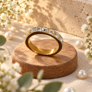 Rings Dual-Tone Polished White Stone Layered Ring