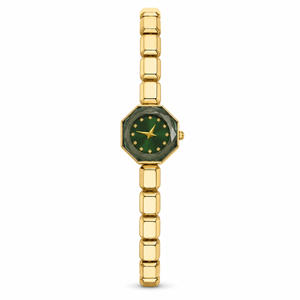 Watches Gold-Tone Octagonal Green Dial Bracelet Watch for Women