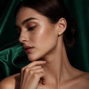 Earrings Halo Square Drop Hoop, Emerald Square & Gold Oval Minimal Stud Earrings Set of 3 Pairs
