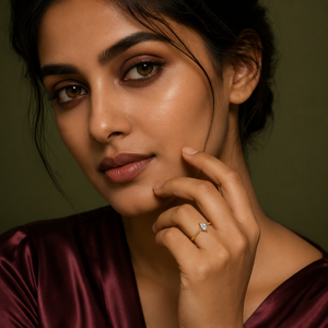 Anti tranish Gold plated Single Solatire Oval stone Rings for adults - 1PC