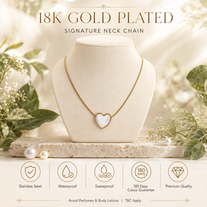Chain 18K Gold-Plated Fine Snake Chain with White Heart Pearl Pendant - House of Viya