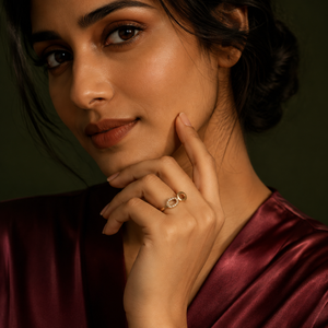 Anti tranish Gold plated Oval Orbit charm with CZ stone Rings for adults - 1PC
