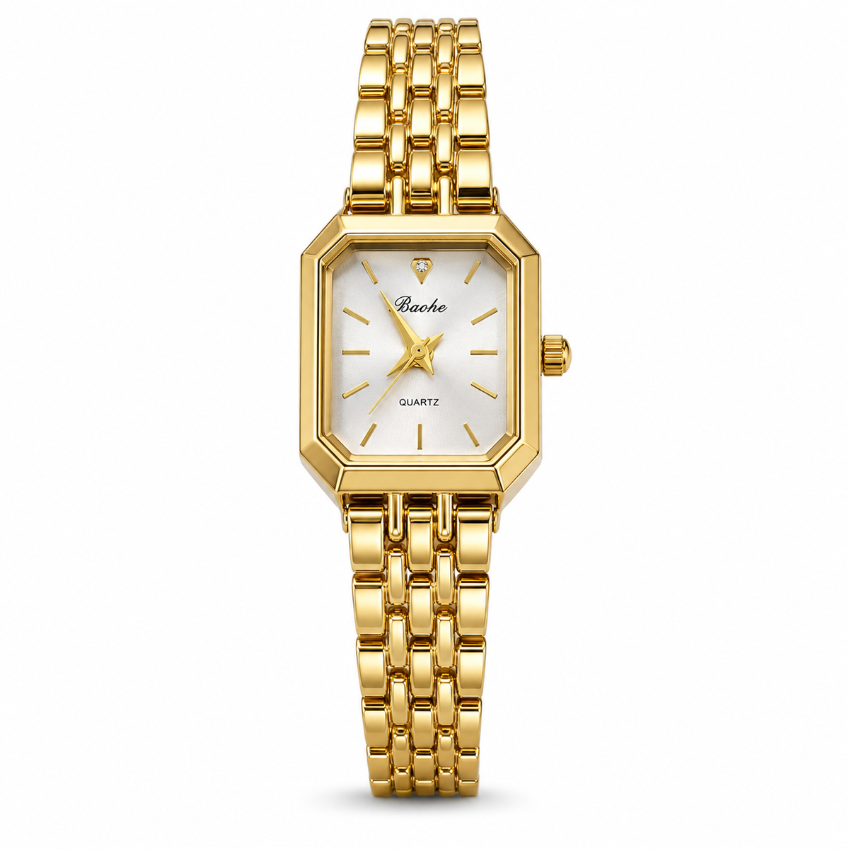 Watches Gold-Tone Rectangular Dial Elegant Bracelet Watch for Women