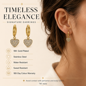 Earrings Gold-Tone Heart Charm Hoop Drop Earrings