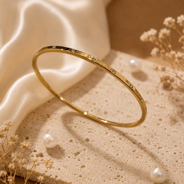 Kadas Gold-Tone Vertical Grooved Textured Kada Bangle for Women - House of Viya