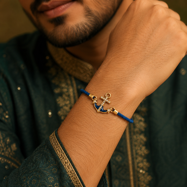 Rakhi Stone-Studded Anchor Motif Design Rakhi