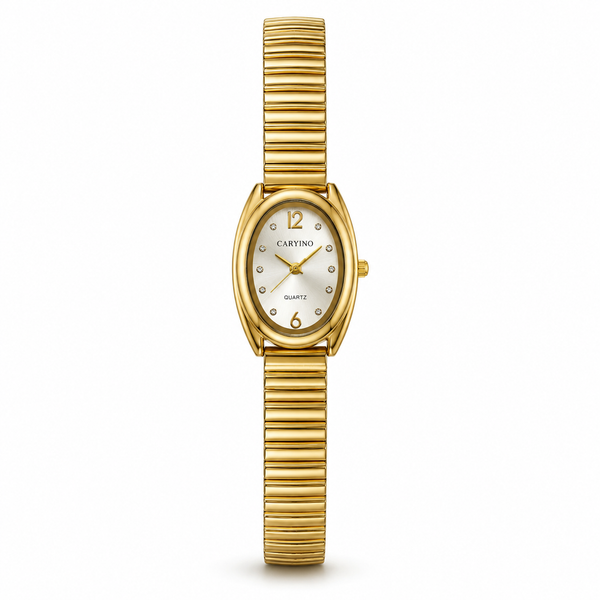 Watches Gold-Tone Oval Dial Classic Stretch Bracelet Watch for Women - House of Viya
