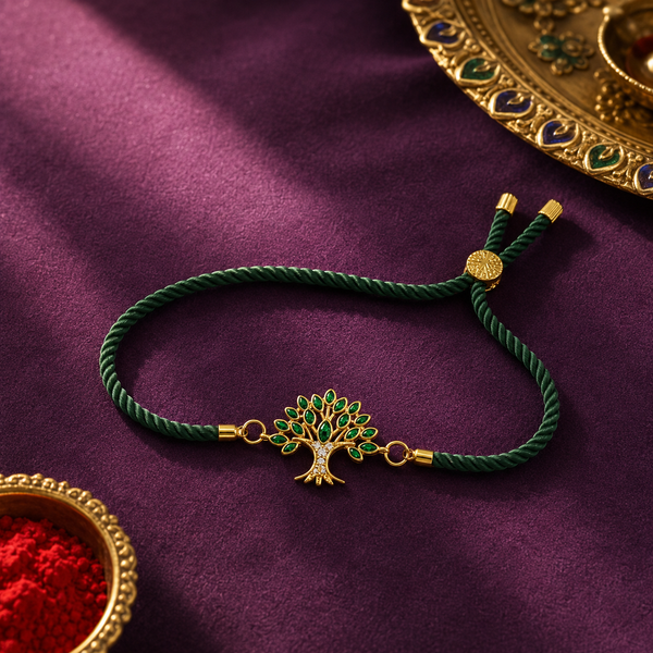 Rakhi Stone-Studded Tree Motif Floral Design Rakhi