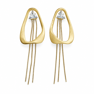 Earrings Gold-Tone Parallel Bar Linear Stone Earrings - House of Viya