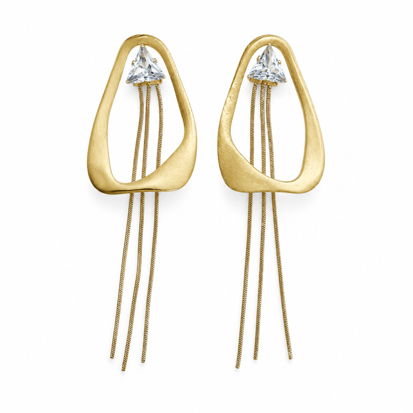Earrings Gold-Tone Parallel Bar Linear Stone Earrings - House of Viya