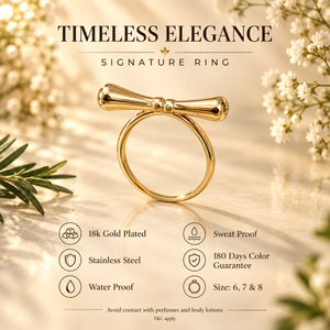 Anti tranish Gold plated Monarch Linear statement Ring for adults - 1PC